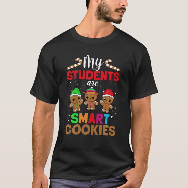 Camiseta Engraçado Cookies Estudantes Árvore de Natal Profe (Frente)