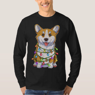 Camiseta Engraçado Corgi Árvore de Natal Luzes Xmas Dog Lo