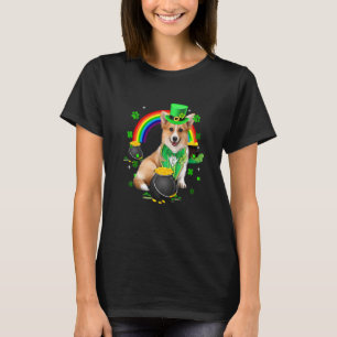 Camiseta Engraçado Corgi Leprechaun Shamrock Rua Patrick