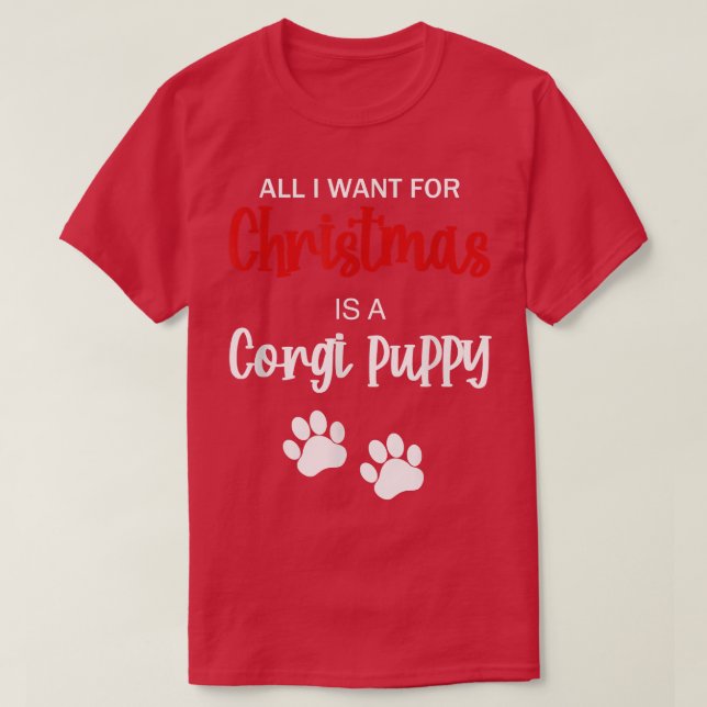 Camiseta Engraçado Corgi Puppy Dog de Natal  (Frente do Design)