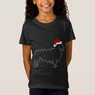 Camiseta Engraçado Corgi Xmas Iluminação Santa Hat Corgi Ch
