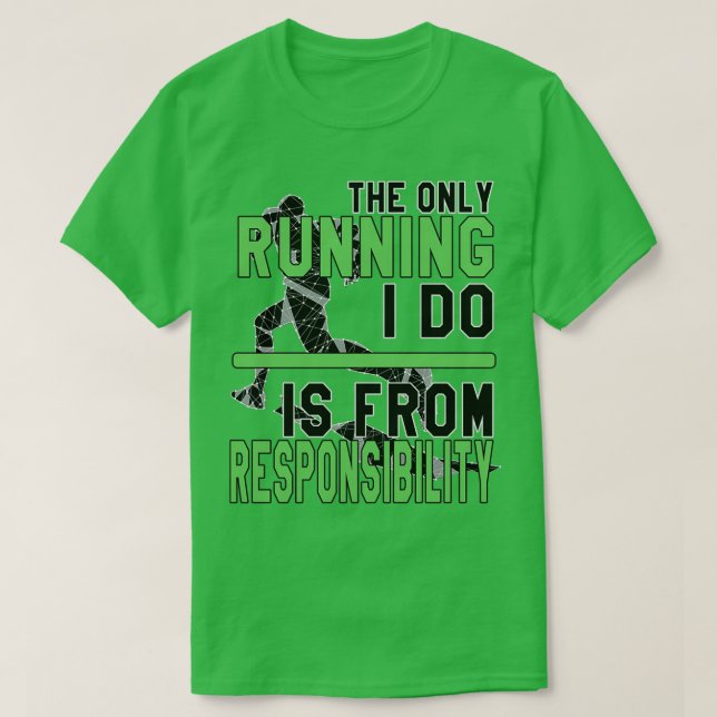 Camiseta Engraçado correr, Verde (Frente do Design)