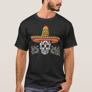 Camiseta Engraçado Crânio Mexicano Cinco de Mayo