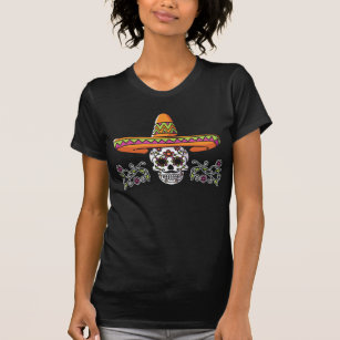 Camiseta Engraçado Crânio Mexicano Cinco de Mayo