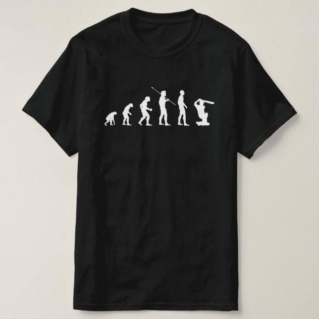 Camiseta Engraçado Cricket Batter Evolution of Man Sports W (Frente do Design)