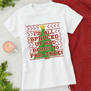 Camiseta Engraçado Cruz de Natal Stitch Pun De Árvore Do Sp