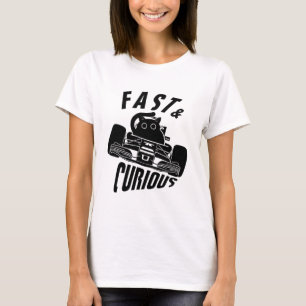 Camiseta Engraçado Curioso gato dirigindo carro