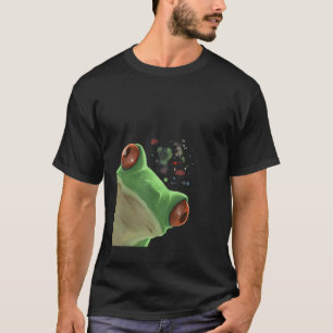 Camiseta Engraçado Curioso Sapo de Árvore Vermelha