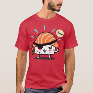 Camiseta Engraçado Cute Kawaii Original Pirata Japonês Sush