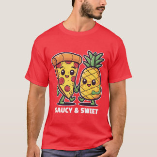Camiseta Engraçado Cute Kawaii Pizza Abacaxi Amigos Saucy g