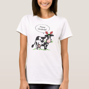 Camiseta engraçado da vaca da camisa do Natal d