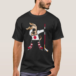 Camiseta Engraçado Dabbing Dog Japão Fãs de Hóquei no G