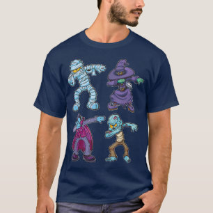 Camiseta Engraçado Dabbing Halloween Skeleton Zombie Scarbi