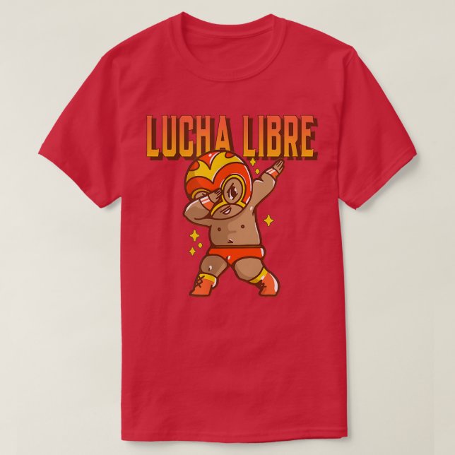 Camiseta Engraçado Dabbing Meican Luchador Wrestler Lucha L (Frente do Design)