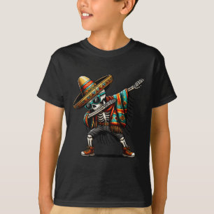 Camiseta Engraçado Dabbing mexicano esqueleto Poncho Cinco 