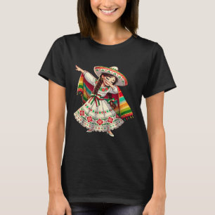 Camiseta Engraçado Dabbing mexicano Poncho Sombrero Cinco D