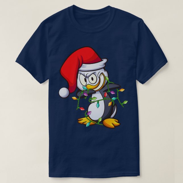 Camiseta Engraçado Dabbing Penguin Bird Xmas Luz Pinguim Ch (Frente do Design)
