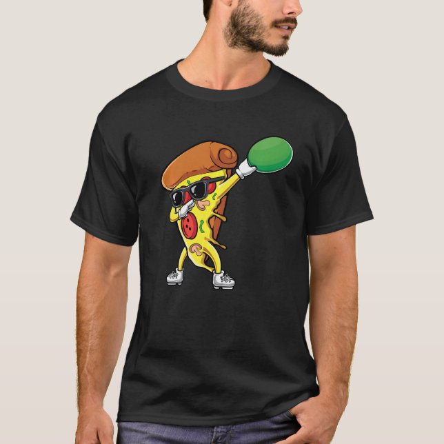 Camiseta Engraçado Dabbing Pizza Dab Comidas Italianos Ment (Frente)