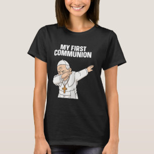 Camiseta Engraçado Dabbing Pope Minha Primeira Comunhão Dot