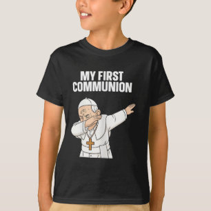 Camiseta Engraçado Dabbing Pope Minha Primeira Comunhão Dot