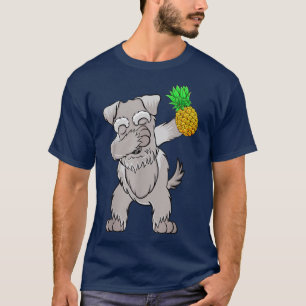 Camiseta Engraçado Dabbing Schnauzer Puppy Dog Abacaxi Aloh