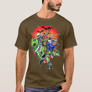 Camiseta Engraçado Dabbing Skeleton Andando Dinossauro T re