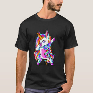 Camiseta Engraçado Dabbing Unicorn Hip Hop Dance Mulher-Dan