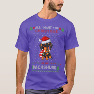 Camiseta Engraçado Dachshund ama Santa Hat Ugly Christmas S