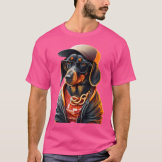 Camiseta Engraçado Dachshund Cute Rap Hip Hop Rb