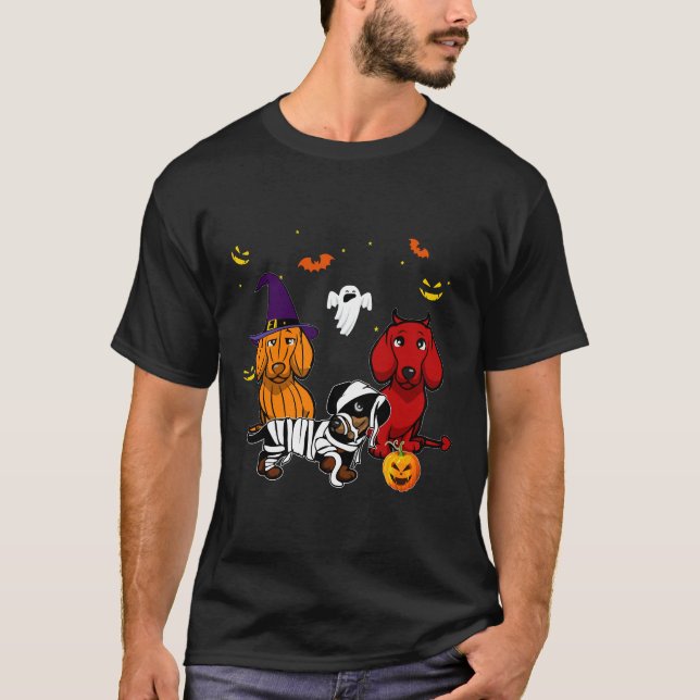Camiseta Engraçado Dachshund Halloween Costumes Dachshund L (Frente)