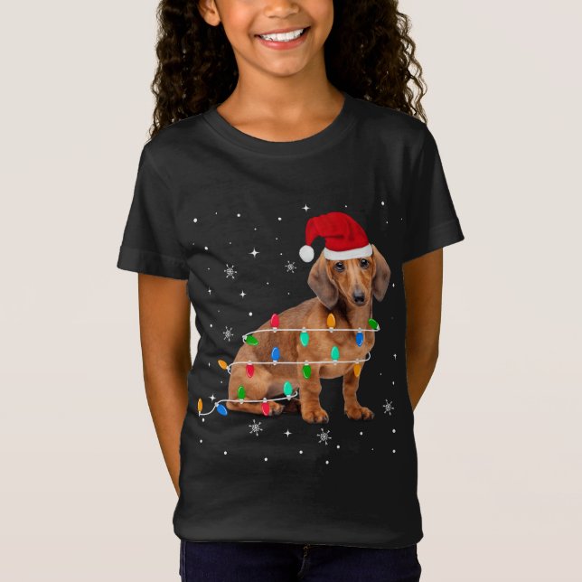 Camiseta Engraçado Dachshund Natal Gift Xmas (Frente)