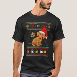 Camiseta Engraçado Dachshund Natal Light Xmas