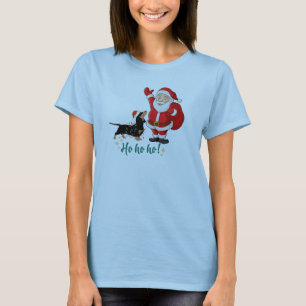 Camiseta Engraçado Dachshund Tangido nas Luzes de Natal