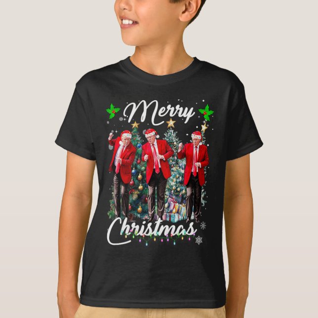 Camiseta Engraçado Dança Papai Noel Natal Pajam (Frente)