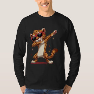 Camiseta Engraçado Dançando Cheetah Selgle Cat Dance Animal