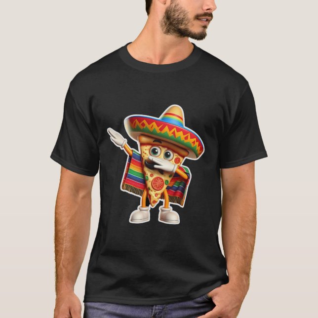 Camiseta Engraçado Dançando Comida De Pizza Mexicana Lover  (Frente)