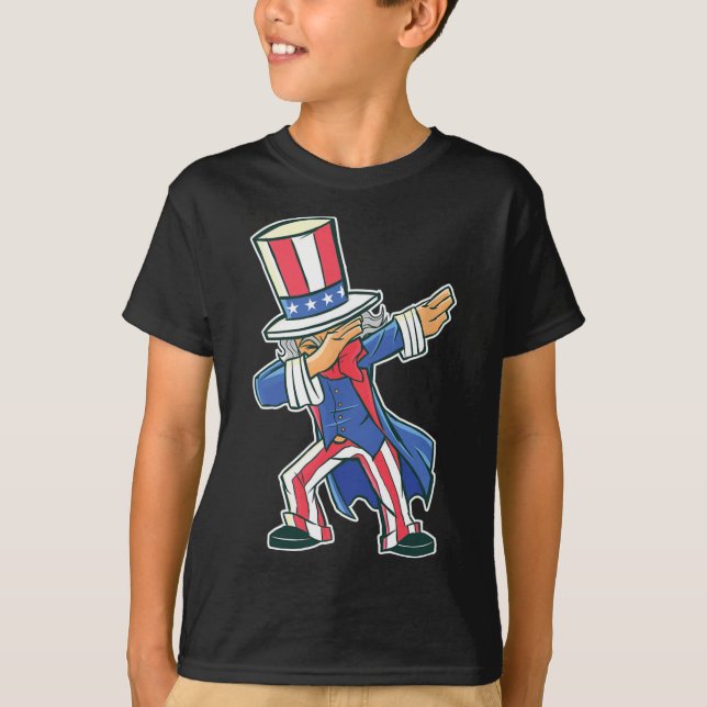Camiseta Engraçado Dançando Tio Sam 4 De Julho Boys G (Frente)