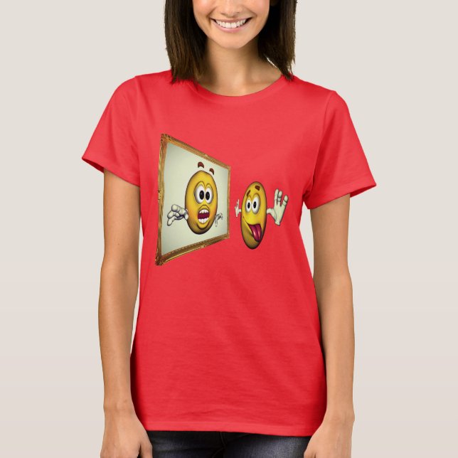 Camiseta Engraçado De bobo No Espelho (Frente)