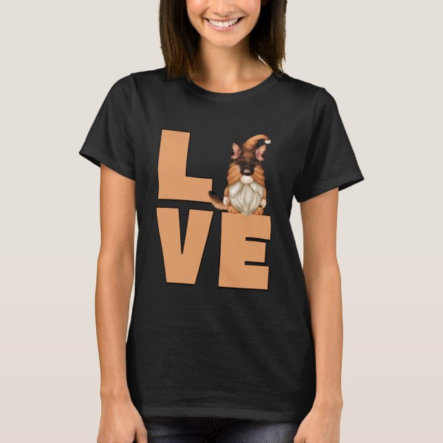 Camiseta Engraçado De Cachorro Para Gnomo Lover Eu Amo Meu  (Frente)