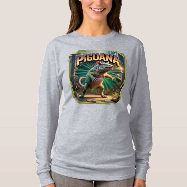 Camiseta Engraçado de Criatura Combo da Ilustração Piguana (Frente)