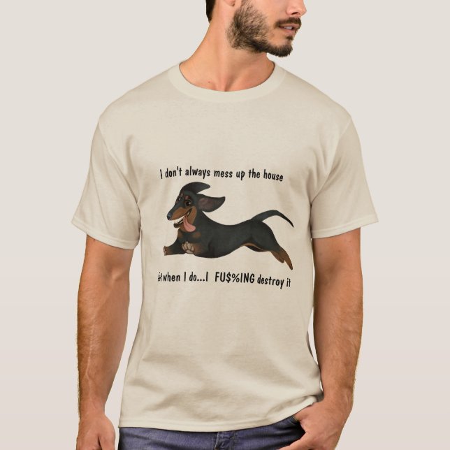 Camiseta Engraçado de Dachshund (Frente)