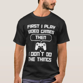 Camiseta Engraçado de Jogo de Vídeo - Tocar, Pausa