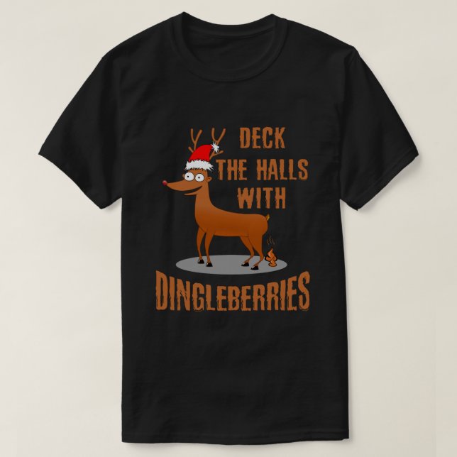 Camiseta Engraçado Deck de Natal nos corredores com amoras- (Frente do Design)