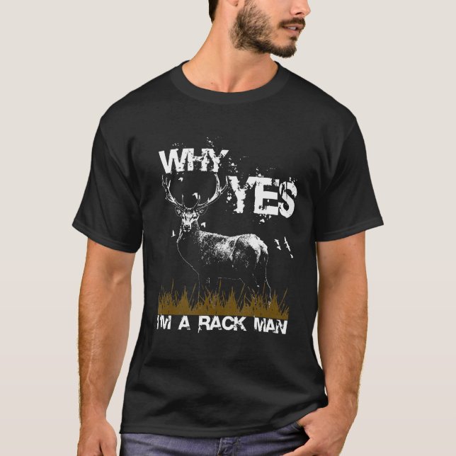 Camiseta Engraçado Deer Caçando Elk Moose Rack Man Presente (Frente)