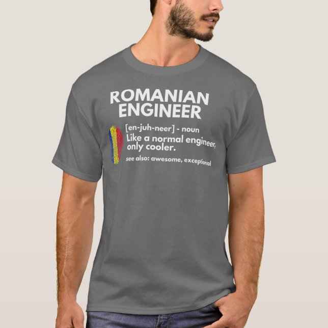 Camiseta Engraçado Definição de Engenheiro romeno Presente  (Frente)