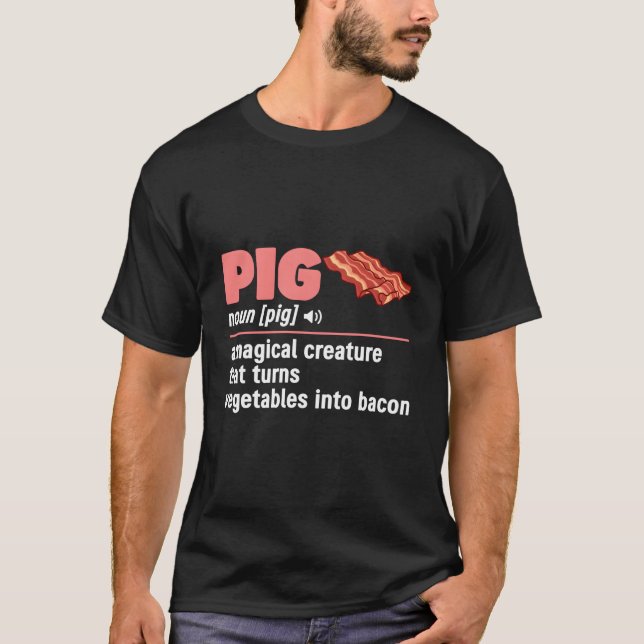 Camiseta Engraçado Definição de Porco Bacon Porco Rostado M (Frente)