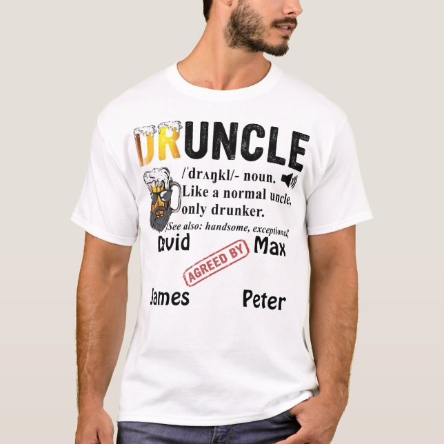 Camiseta Engraçado Definição De Tio Levada Até Funcle Guncl (Frente)