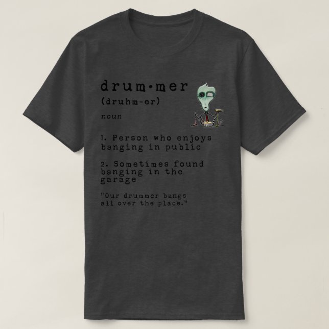 Camiseta Engraçado Definição Engraçado Drummer Definição Es (Frente do Design)