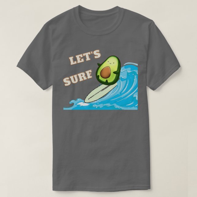 Camiseta Engraçado Deixa Surf Avocado Design (Frente do Design)