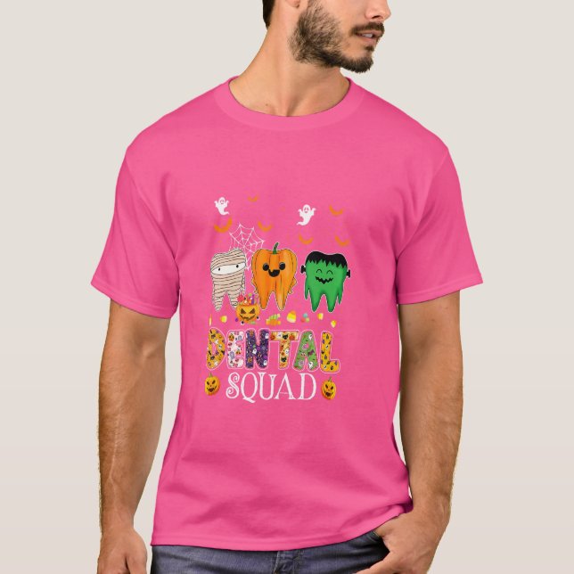 Camiseta Engraçado Dental Spooky Esquadrão Costume Denstist (Frente)